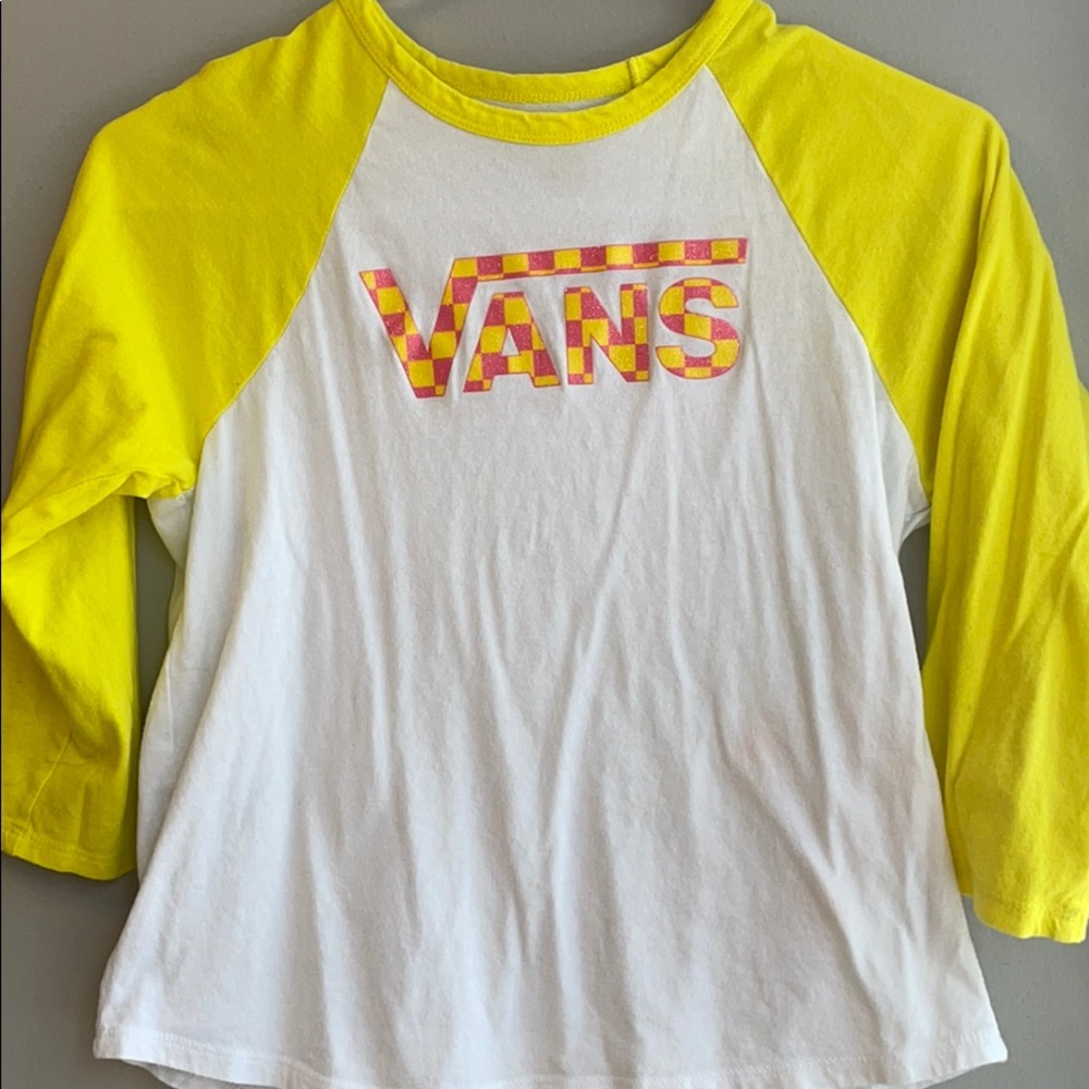 Girls 3/4 Sleeve Vans White and Yellow Tee